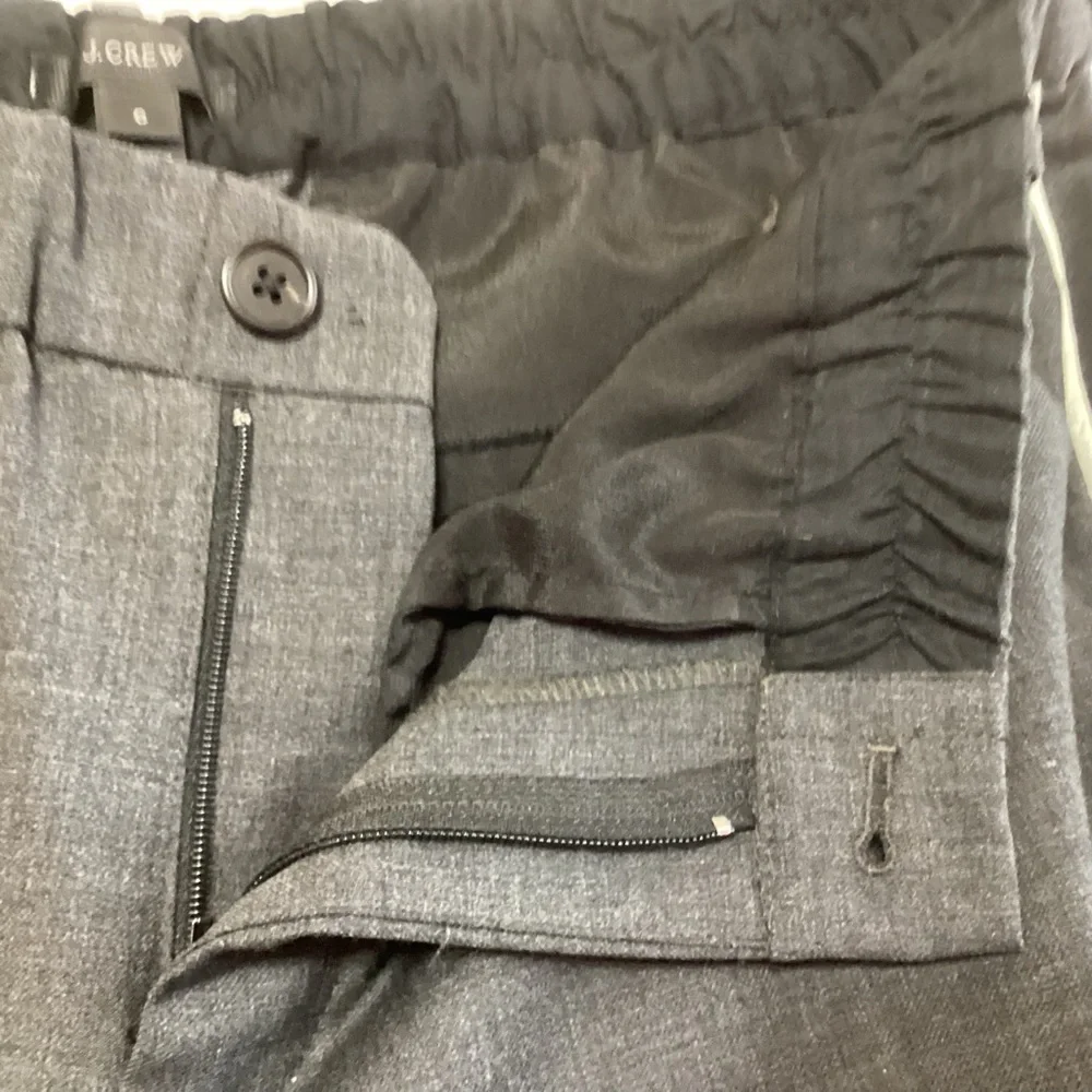 J. Crew Wool Blend Party PJ Pants Trousers Gray White Piping Size 6 Cozy Chic